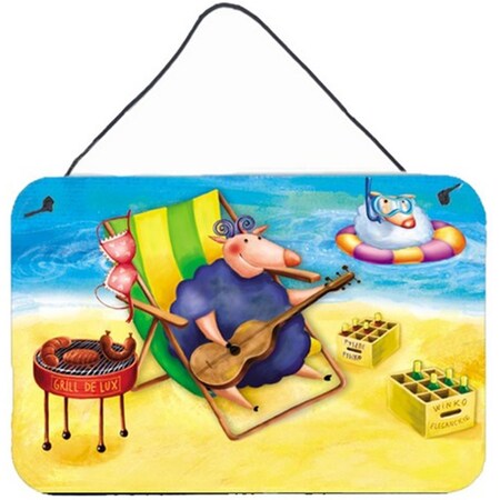 Carolines Treasures Pig Sunbathing on the Beach Wall or Door Hanging Prints APH0079DS812
